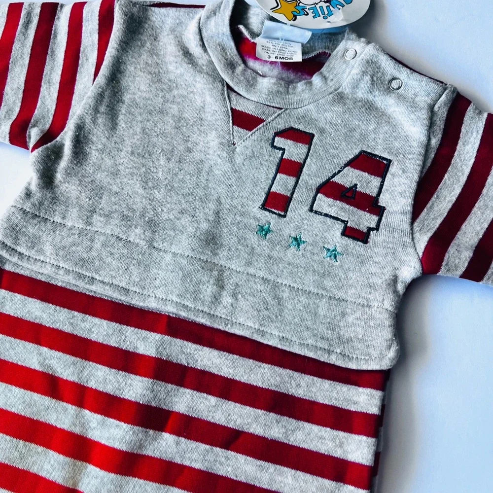 Vintage‎ NOS Cuties by Judy Bodysuit Sleeper 3-6M Striped Baby Outfit